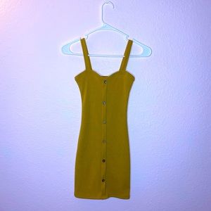 Mustard Yellow Button Up Sleeveless Short Mini Summer Dress, size XS, never worn